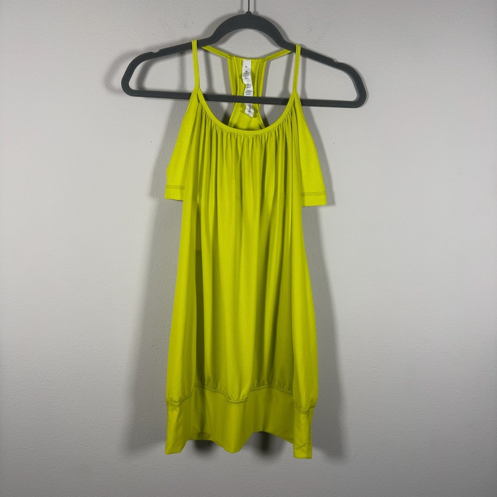 Lululemon No Limit Tank Top Citron Lime Green Built In Bra Size 10 Activewear